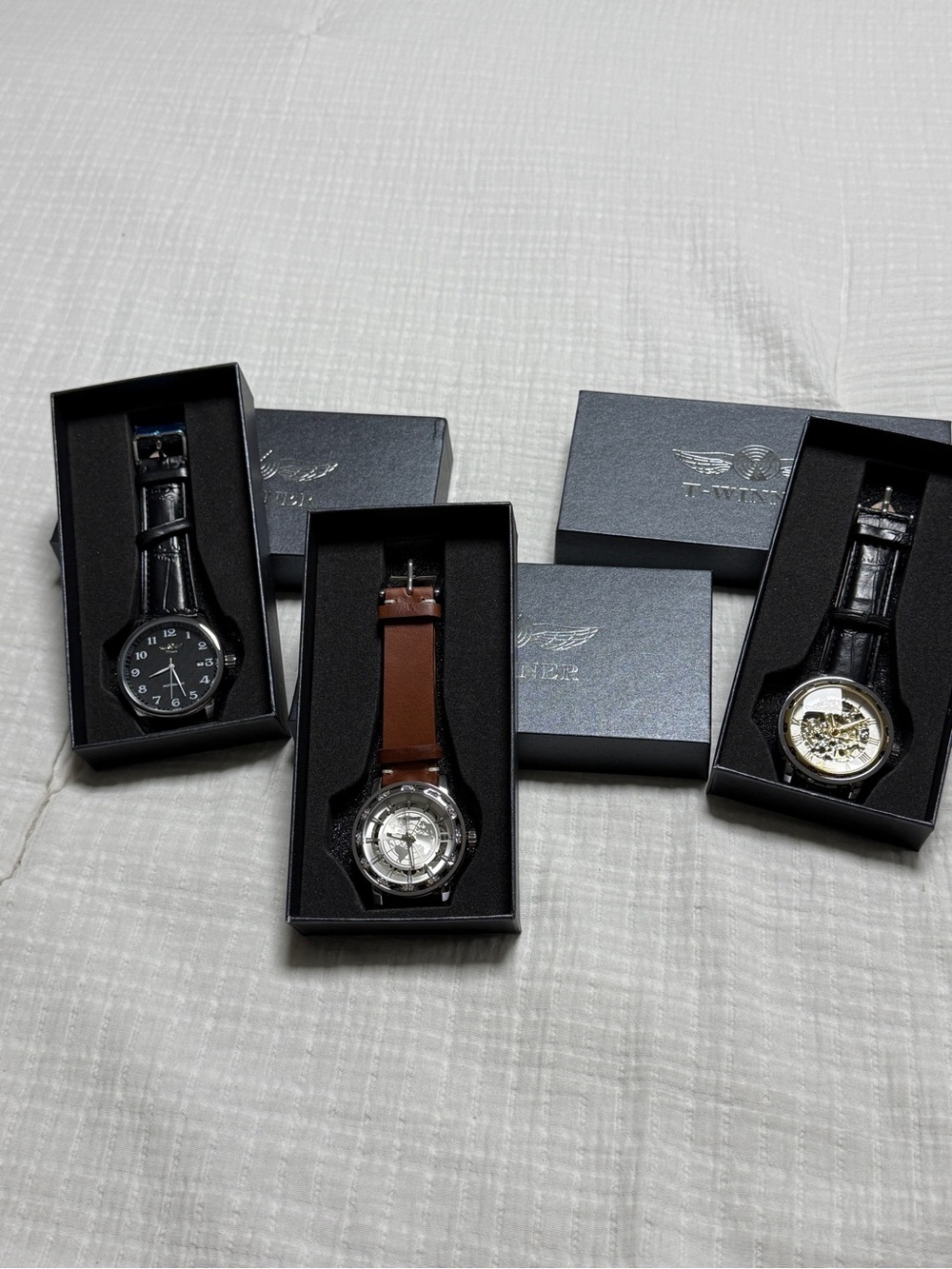 Men's Leather Strap Watch - Black & Brown Options